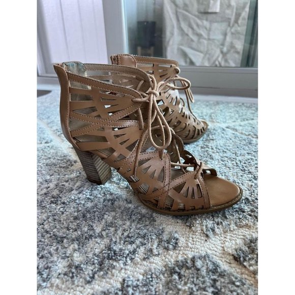 Nude Lace Up Heels - Size 8 - Picture 3 of 5